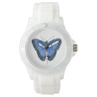 Blue Morpho butterfly watercolor painting Watch