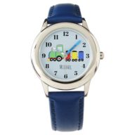 Boys Cute Blue Train with Name Kids Watch