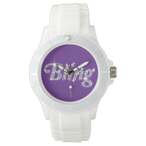 Faux diamond on purple Bling design Watch