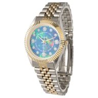 Jupiter Blue Fire Opal Diamond Custom Saying Dial Watch