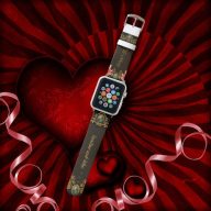 Royal gold and red floral design apple watch band