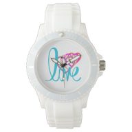 Sports watch for women, LOVE creashop pattern
