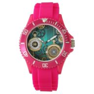 Steampunk Jewelry Watch on a Green Background