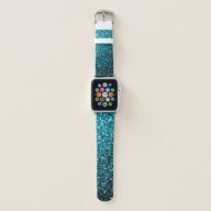 Aqua blue shiny faux glitter sparkles apple watch band