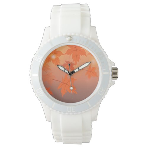 Autumn design with maple leaves and bokeh effect   watch