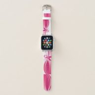 Breast Cancer Support Awareness Pink Ribbon White Apple Watch Band