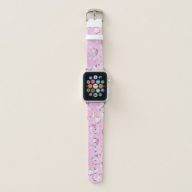 Cute Girly Pink Unicorn Rainbow Watercolor Apple Watch Band
