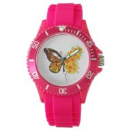 Flower Butterfly with Yellow California Poppy Watch