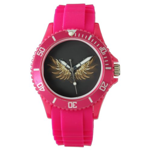 Golden Angel Wings on Black background Watch