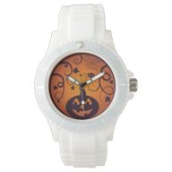 Halloween Jack o lantern pumpkin face and spider Watch