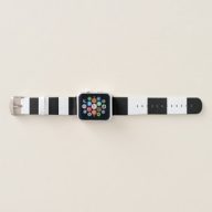 Modern Minimalist Bold Black and White Stripe Apple Watch Band