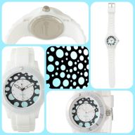 Modern Retro Polka-dots Blue White and Black Watch