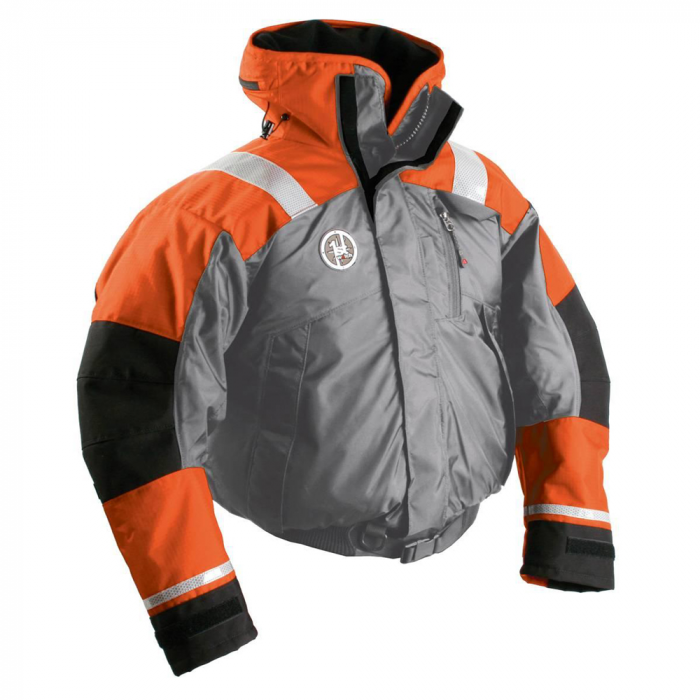 First Watch AB-1100 Flotation Bomber Jacket – Orange/Grey – X-Large