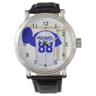 Personalized Blue and White Baseball Jersey Watch