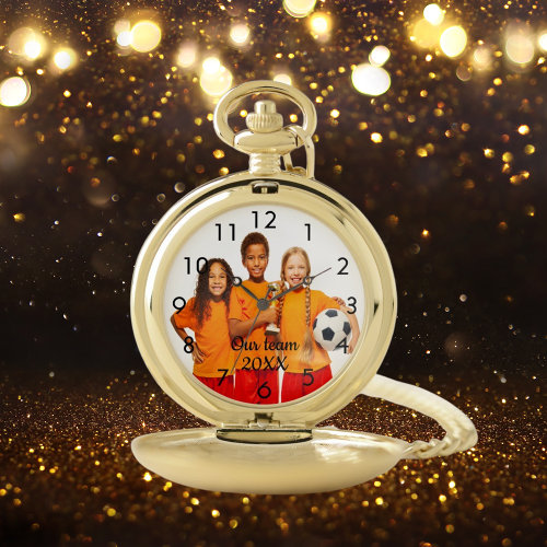 Sports team kids soccer football pocket watch