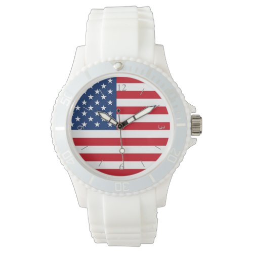 American Flag Women's White Watch