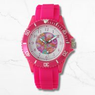 Colorful Faux Embroidered Floral Elegant Womans Watch
