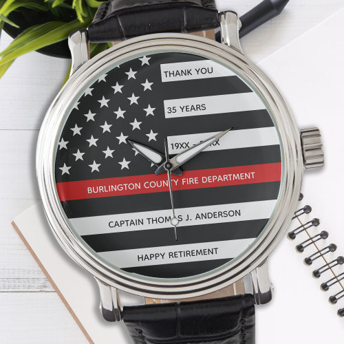 Custom Firefighter Fire Service Fireman Retirement Watch