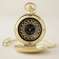 Gold And Black Floral Mandala Pocket Watch