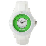 Golf Ball; Neon Green Stripes Watch