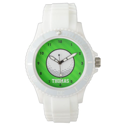 Golf Ball; Neon Green Stripes Watch