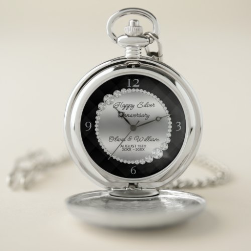 Luxury Black And Silver Diamonds Pocket Watch