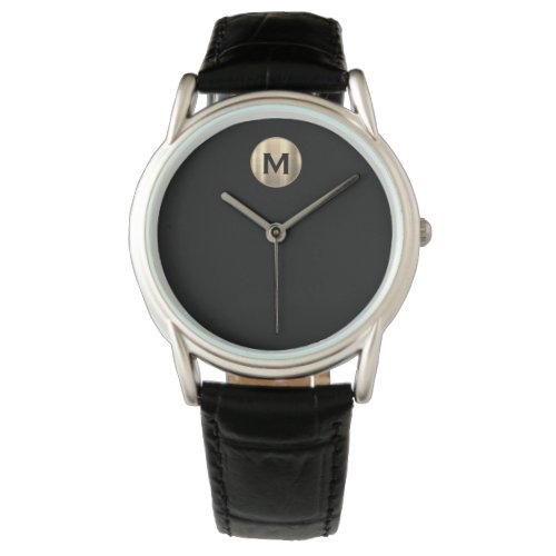 Minimal Black Gold Monogram Watch