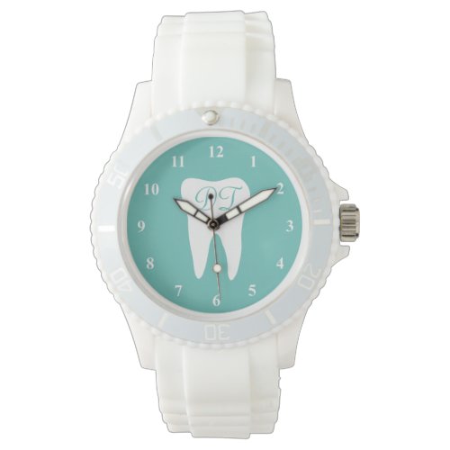 Monogrammed tooth watch for dentist or assistant