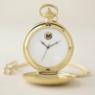 Wedding Gift Minimal Metallic Gold Monogram Pocket Watch