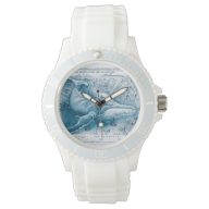 Humpbacks Blue Vintage Map Watch