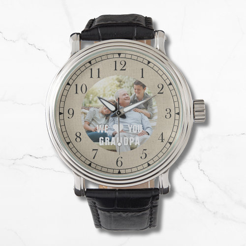 Modern Photo Grandpa Script Heart Watch