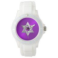 Silver Star of David on Purple Watch