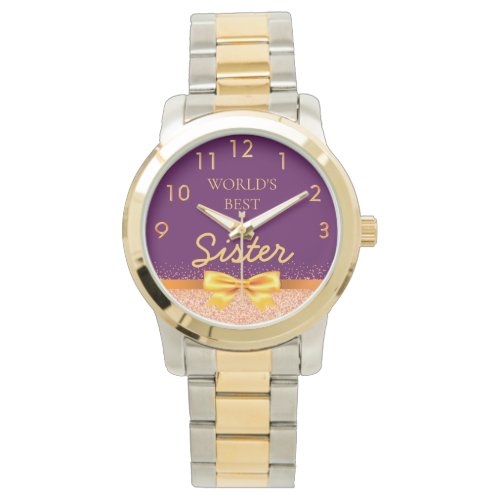 Purple gold bow sister watch