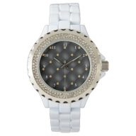 Elegant Black Gold Diamond Tufted Luxury Watch