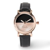 Rose Gold Monogram Add Name Minimalist Watch