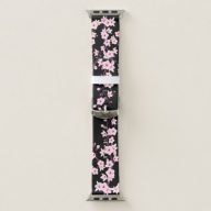 Cherry Blossom Pink Black Apple Watch Band