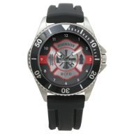 Firefighter Personalized Name Maltese Cross Watch