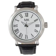 Men Monogram Roman Numeral Design Watch