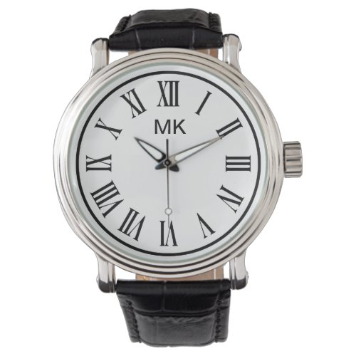 Men Monogram Roman Numeral Design Watch