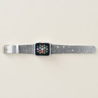 Modern Grey Glitter Sparkles Personalized Name Apple Watch Band