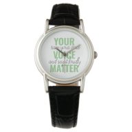 Positive Green Your Voice Matter Motivation Quote  Watch
