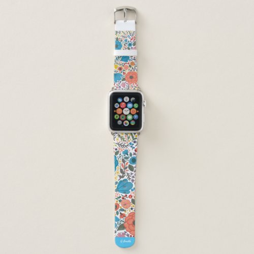 Beautifully Drawn Fun Spring  Flowers Apple Watch Band