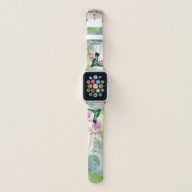 Colorful Hummingbird and Flowers   Apple Watch Band