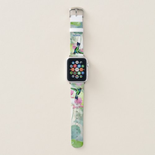 Colorful Hummingbird and Flowers   Apple Watch Band