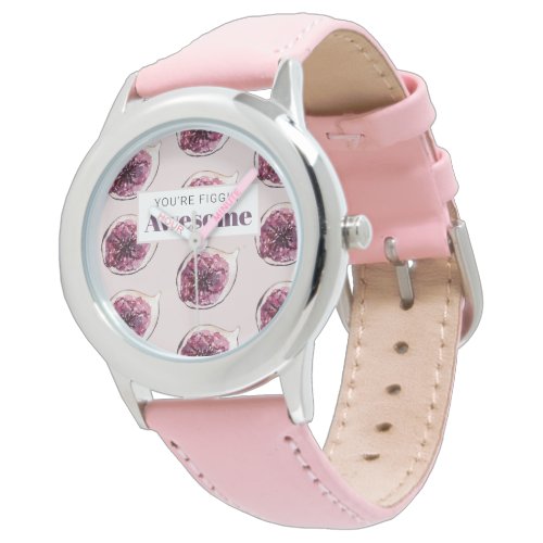 Modern Purple Fig Pattern &amp; You're Figgin' Awesome Watch