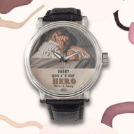 Daddy Hero Watercolor Father`s Day Photo  Watch