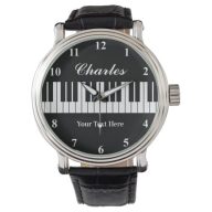 Elegant black and white piano watch for men