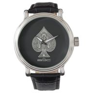 Retro Artistic Poker Ace Of Spades Personalized Watch