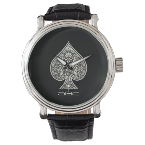 Retro Artistic Poker Ace Of Spades Personalized Watch