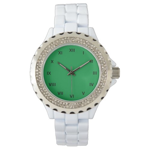 Luxury Roman number style Rhinestone White Enamel Watch